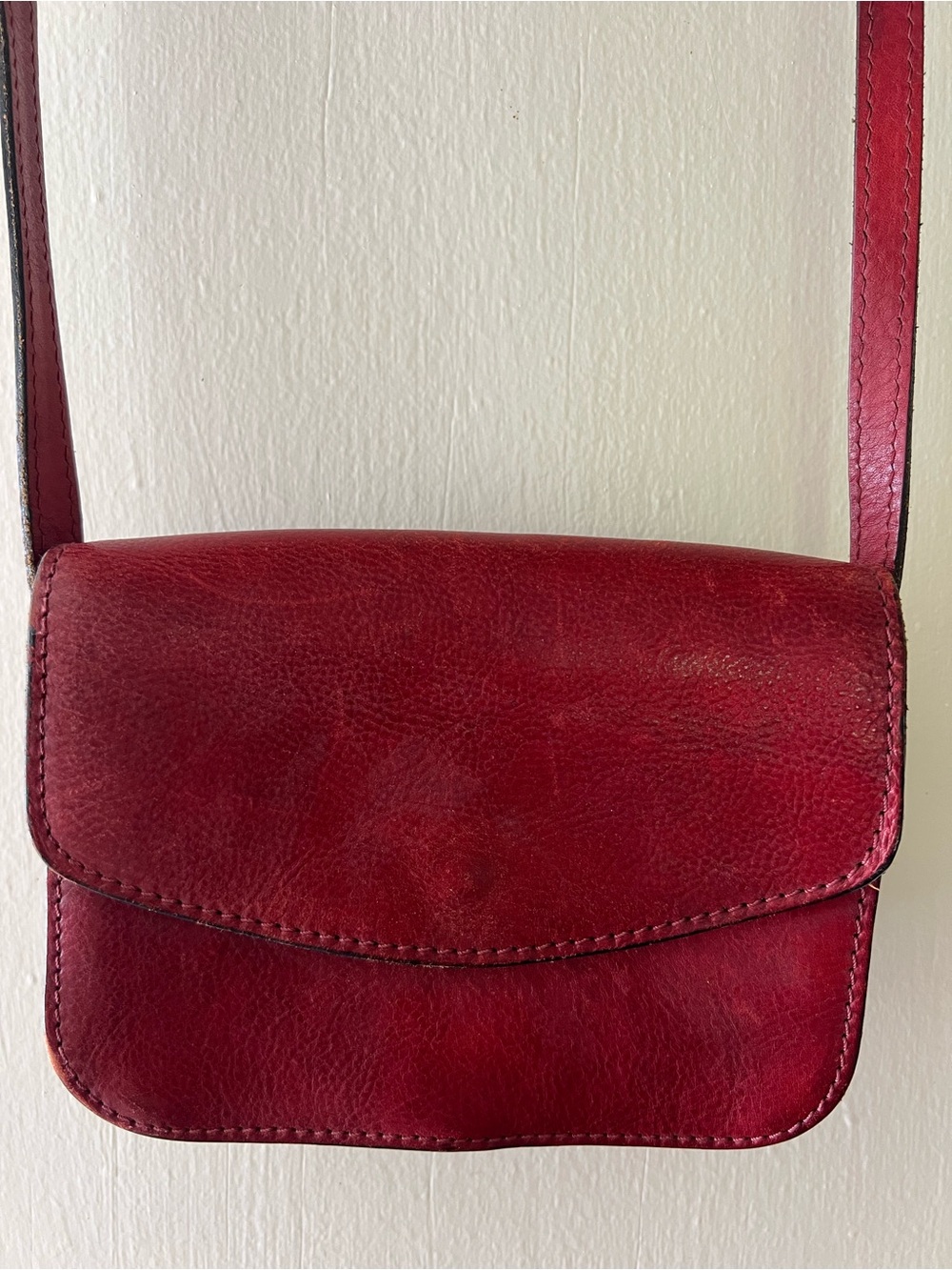 Classic Red Leather Crossbody Bag